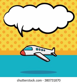 airplane doodle, speech bubble