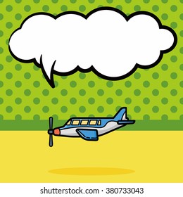 airplane doodle, speech bubble