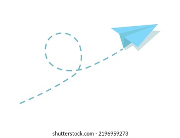 Icono de trayectoria de línea de puntos del avión. Símbolo de viaje, ilustración vectorial de la ruta de vuelo del avión con trazos de línea aislados en fondo blanco