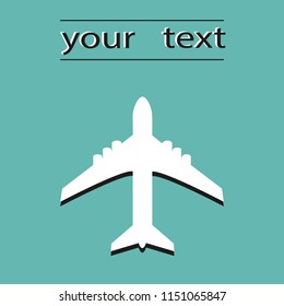 Airplane is in a dotted line. The waypoint is for a tourist trip. Vector illustration. Tourism and travel.