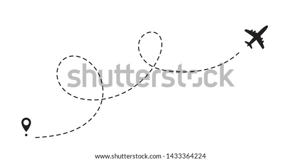 Airplane Dotted Path Aircraft Tracking Trace Stock Vector (royalty Free 