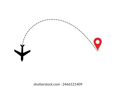 Airplane dotted route line the way airplane. Flying with a dashed line from the starting point and along the path. illustration