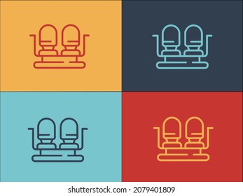 Airplane Double Seat Logo Template, Simple Flat Icon Of seat,airplane,plane