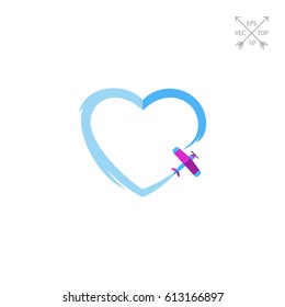 Airplane drawing heart icon