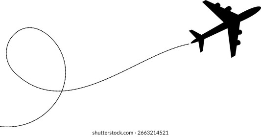 Airplane Drawing Heart Shape Flight Path Vector