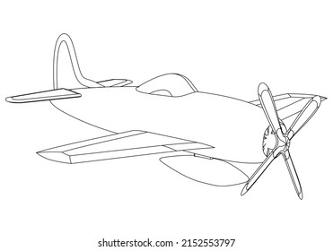 Flugzeugzeichnung Linie Kunstvektorgrafik für Farbbuch. Cartoon Airplane Zeichnung für Farbbuch für Kinder und Kinder.