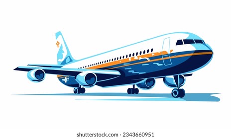 Airplane drawing on white background vector