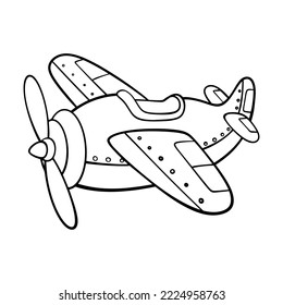 airplane drawing as a vector image It is a black and white line image.