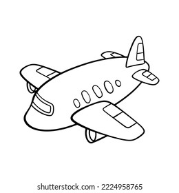 airplane drawing as a vector image It is a black and white line image.