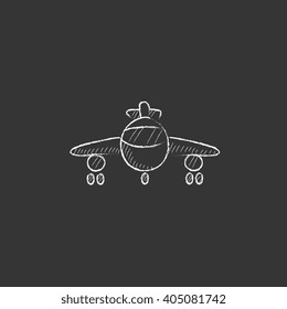 Airplane. Drawn in chalk icon.