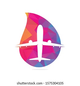 Airplane drop shape  vector illustration design Logo Template, Airplane company logo, Traveling Logo.	