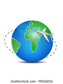 Airplane and Earth Globe