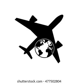 airplane and earth globe icon