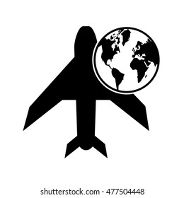 airplane and earth globe icon