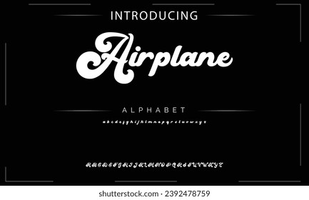 Airplane Elegant Font Uppercase Lowercase and Number. Classic Lettering Minimal Fashion Designs. Typography modern serif fonts regular decorative vintage concept. vector illustration