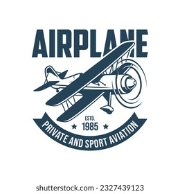 Airplane emblem biplane label retro plane badges. vector illustration