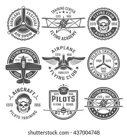 Airplane Emblem Labels Set Different Shapes Stock Vector (Royalty Free ...