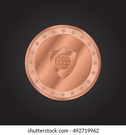 Airplane embossed realistic bronze coin precious Icon / Logo Design