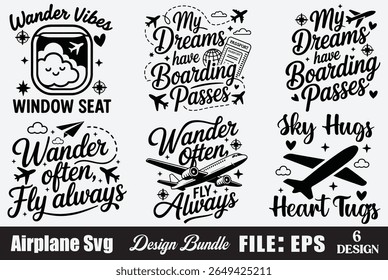 airplane eps cut file design  bundle, cute airplane, airplane for cricut, travel cut file bundle, kawaii plane 