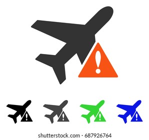 Airplane Error flat vector pictogram. Colored airplane error gray, black, blue, green pictogram variants. Flat icon style for application design.