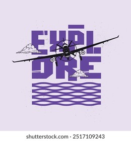 Airplane Explore Vintage travel adventure tshirt design