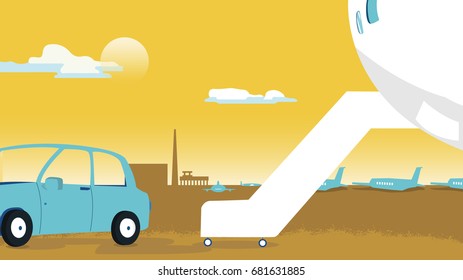 Airplane facade Vector. Door entrance and Windows. Section for projects, templates, banner, advertises