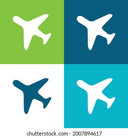 Airplane Facing Left Flat four color minimal icon set