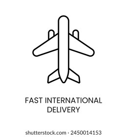 Airplane, Fast international delivery, vector line icon with editable stroke
