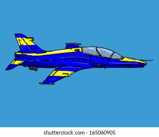 airplane fighter jet Blue Yellow colors