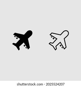 airplane fill and outline icon set isolated vector illustration