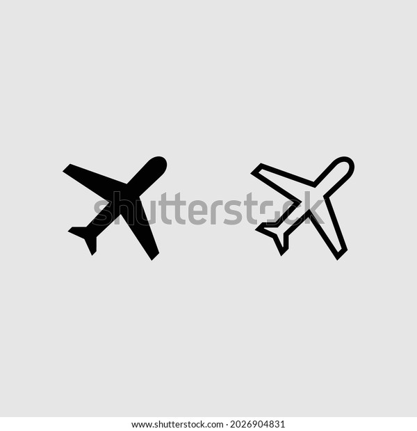 Airplane Fill Outline Icon Set Isolated Stock Vector (Royalty Free ...