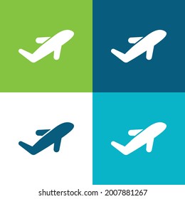 Airplane Filled Silhouette Flat four color minimal icon set