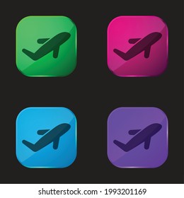 Airplane Filled Silhouette four color glass button icon