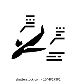 Symbol für die Glyph-Vektorgrafik des Flugzeugfeuertests. Brandprüfzeichen des Flugzeugs. isoliertes Kontursymbol