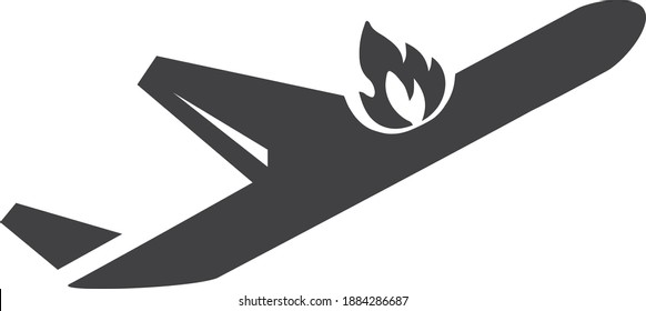 Airplane Fire vector icon. Style is flat symbol, rounded angles, white background.