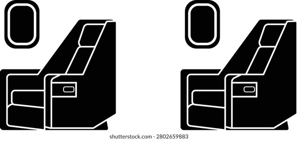 Airplane first class seat icon with window and armrest