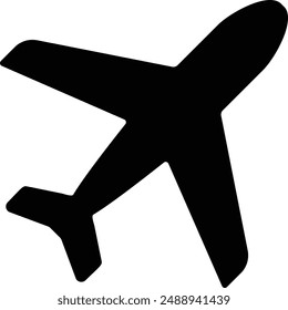 Airplane flat black vector icon.