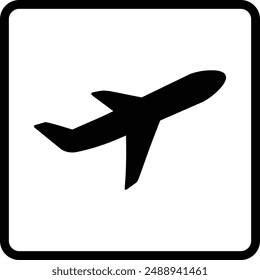 Icono de Vector negro plano del avión.