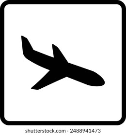 Icono de Vector negro plano del avión.