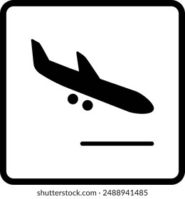 Airplane flat black vector icon.