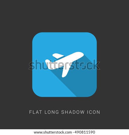 Airplane Flat blue long shadow Icon / Logo Design