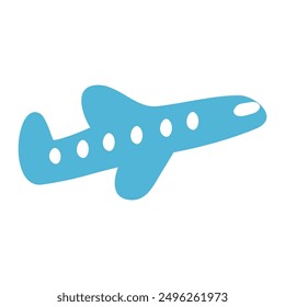Avión. Diseño plano. Ilustración dibujada a mano sobre fondo blanco. 