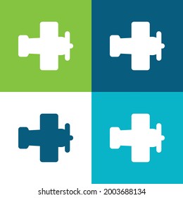 Airplane Flat four color minimal icon set