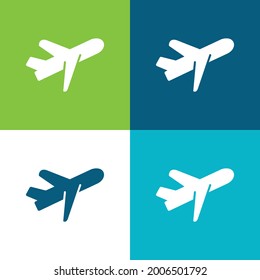 Airplane Flat four color minimal icon set