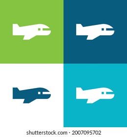 Avión Plano cuatro colores mínimo conjunto de iconos