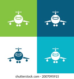 Airplane Flat four color minimal icon set