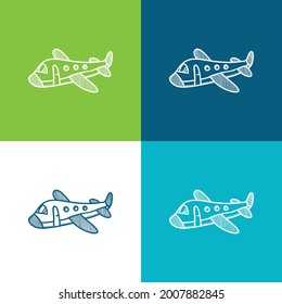 Airplane Flat four color minimal icon set