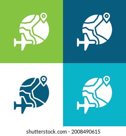 Airplane Flat four color minimal icon set