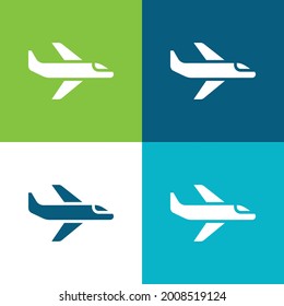 Airplane Flat four color minimal icon set