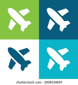 Flugzeug Flat Vier Farbe minimale Icon Set